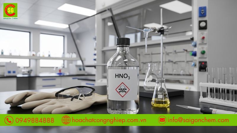 HNO3 được ứng dụng trong phòng thí nghiệm