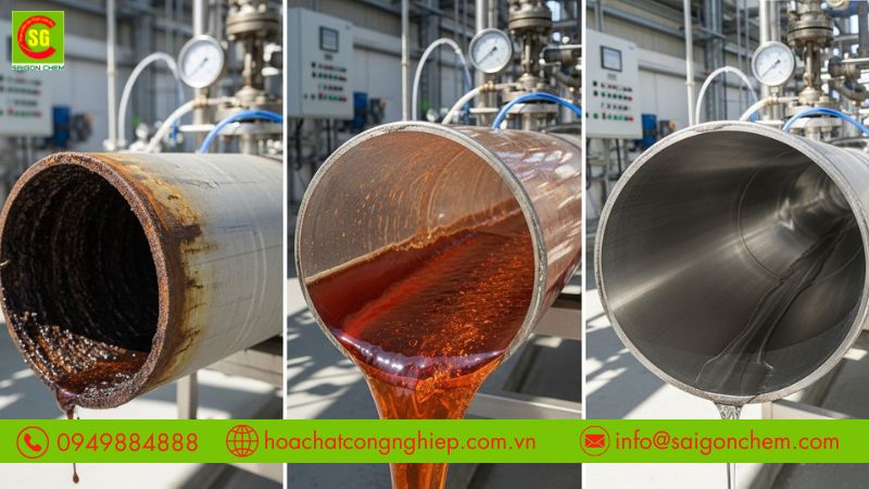 HNO3 hỗ trợ tẩy rửa thiết bị và đường ống trong công nghiệp