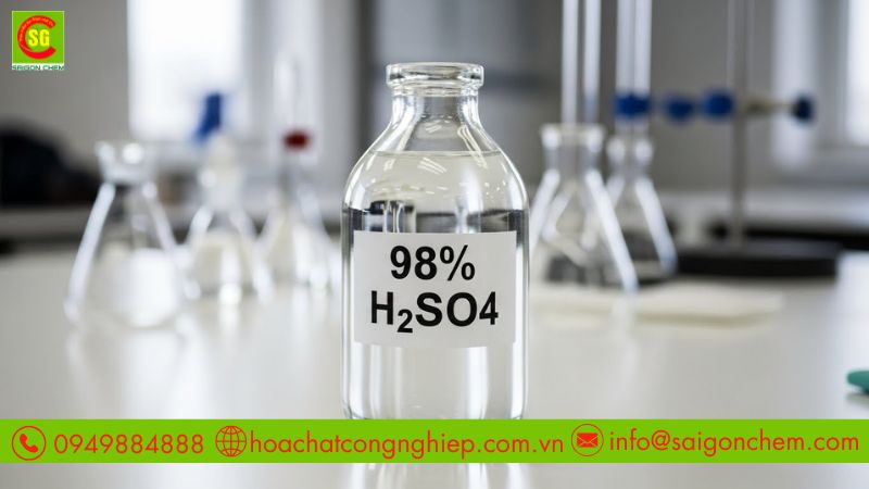 Acid 98% đ&oacute;ng vai tr&ograve; x&uacute;c t&aacute;c v&agrave; t&aacute;c nh&acirc;n t&aacute;ch nước thiết yếu