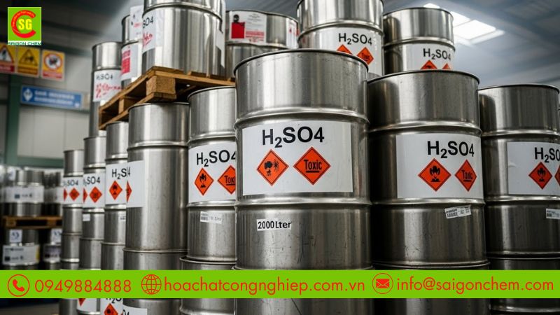 Vật liệu d&ugrave;ng trong c&aacute;ch bảo quản acid sulphuric an to&agrave;n