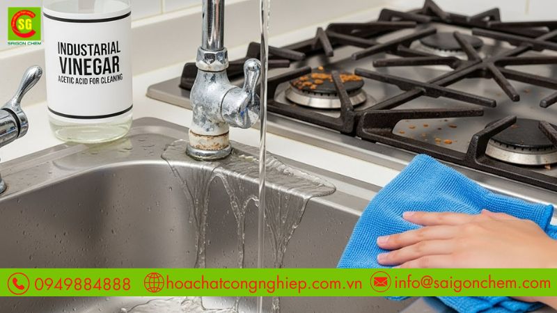  Ứng dụng giấm c&ocirc;ng nghiệp acid axetic c&oacute; an to&agrave;n kh&ocirc;ng 