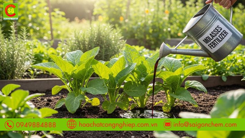 Mật rỉ đường b&oacute;n c&acirc;y cải thiện đất, k&iacute;ch th&iacute;ch vi sinh vật c&oacute; lợi ph&aacute;t triển