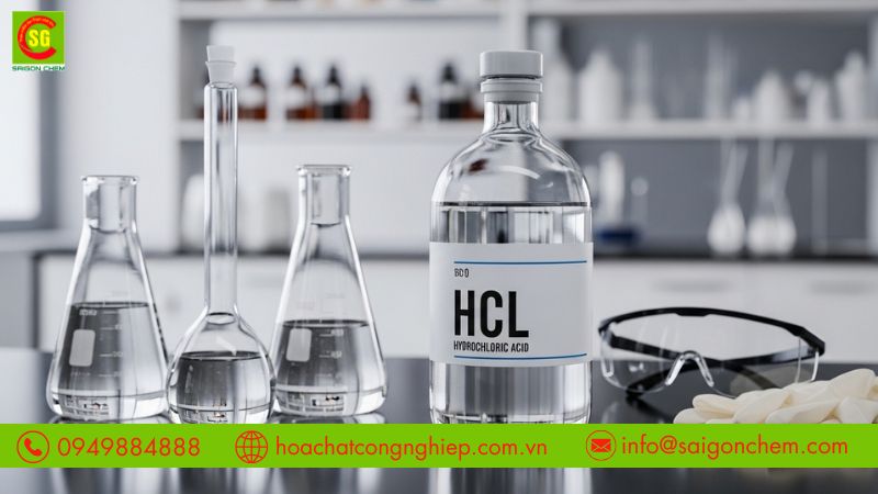 Trang bị PPE đầy đủ khi tiếp x&uacute;c với Axit HCL c&oacute; độc kh&ocirc;ng