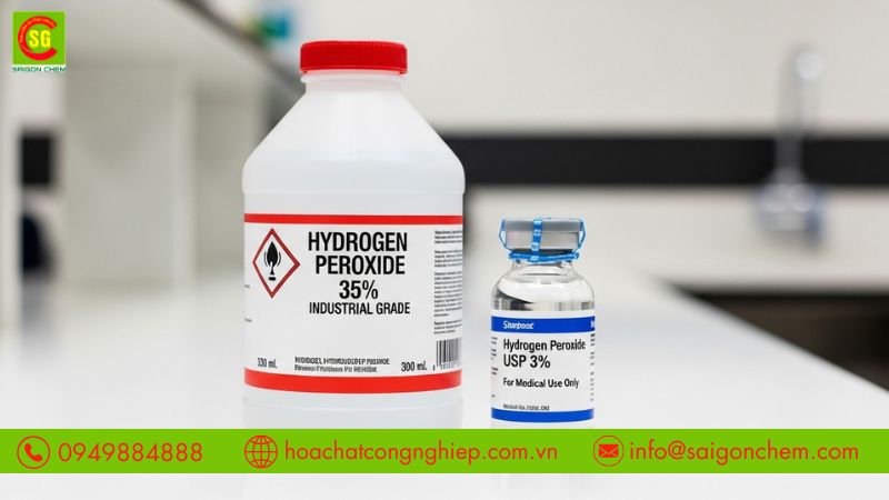 Nồng độ, độ tinh khiết l&agrave; yếu tố ch&iacute;nh để ph&acirc;n biệt oxy gi&agrave; c&ocirc;ng nghiệp v&agrave; y tế