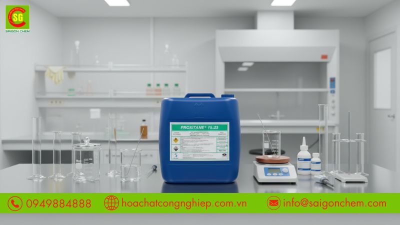 Dung dịch Proxitane 15:23 sau khi pha có khả năng loại bỏ vi khuẩn