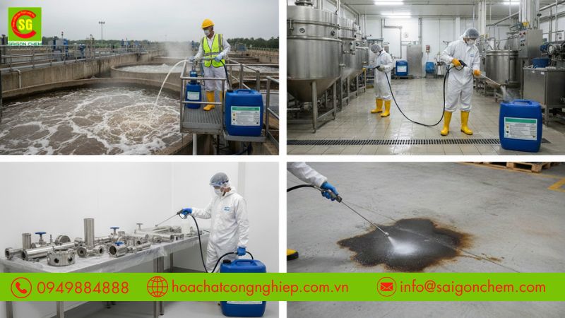 Dung dịch Proxitane 15:23 sau khi pha được sử dụng để khử trùng bề mặt