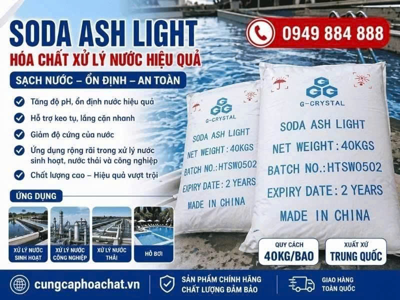 H&oacute;a chất soda ash gi&uacute;p c&acirc;n bằng pH nước hồ bơi