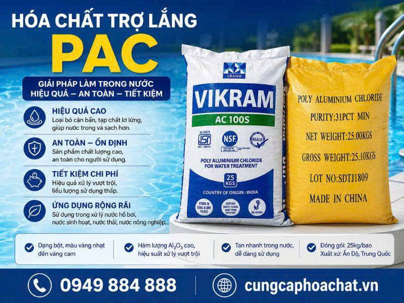 PAC gi&uacute;p keo tụ cặn v&agrave; l&agrave;m trong nước