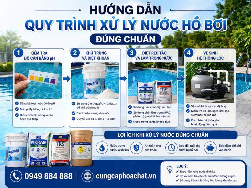 Quy tr&igrave;nh xử l&yacute; nước hồ bơi đ&uacute;ng c&aacute;ch