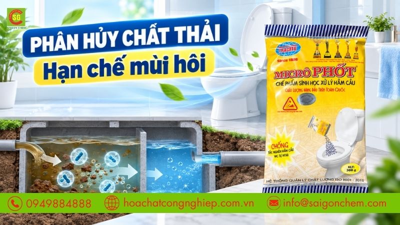 Micro Phốt giúp phân hủy chất thải và hạn chế mùi hôi.