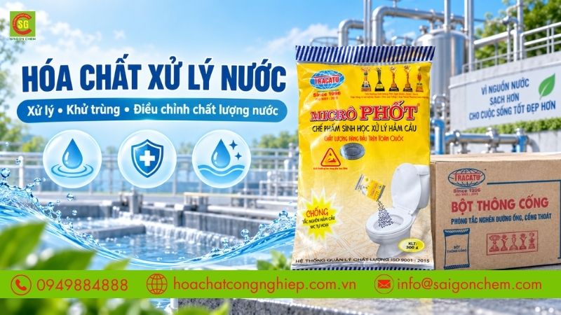 H&oacute;a chất hỗ trợ xử l&yacute;, khử tr&ugrave;ng v&agrave; điều chỉnh chất lượng nước.