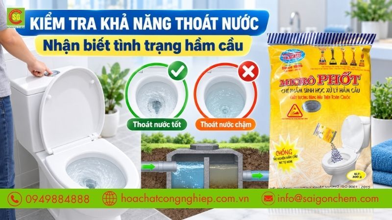 Kiểm tra khả năng thoát nước để nhận biết tình trạng hầm cầu.