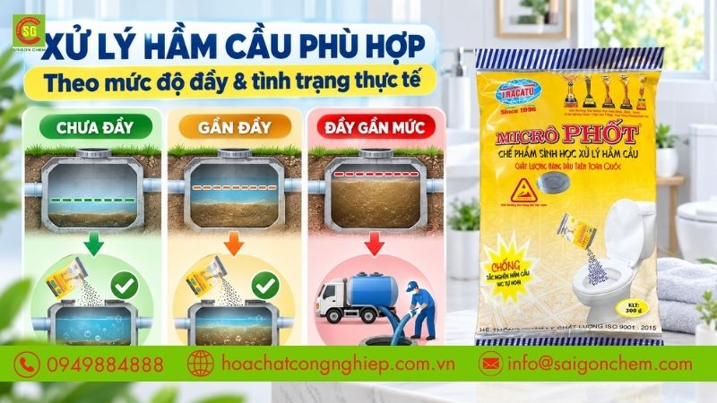 Xử lý hầm cầu phù hợp theo mức độ đầy và tình trạng thực tế.