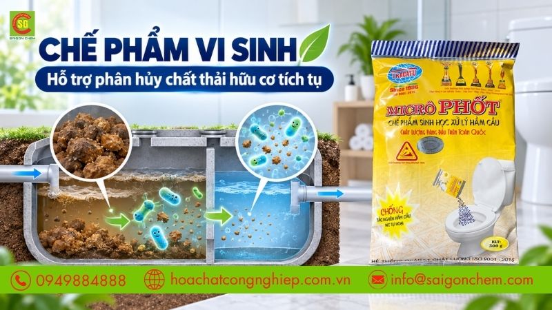 Chế phẩm vi sinh hỗ trợ ph&acirc;n hủy chất thải hữu cơ t&iacute;ch tụ. 