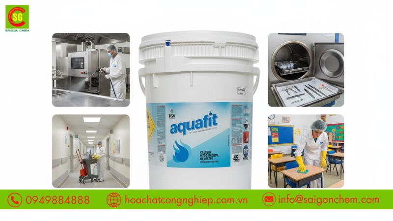 Calcium Hypochlorite 70% l&agrave;m sạch bề mặt v&agrave; thiết bị sản xuất