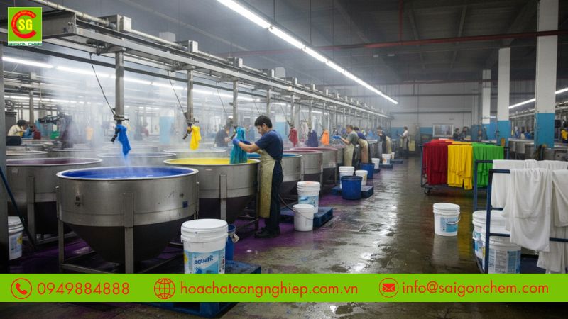 Chlorine hỗ trợ xử l&yacute; vải v&agrave; nước thải nhuộm