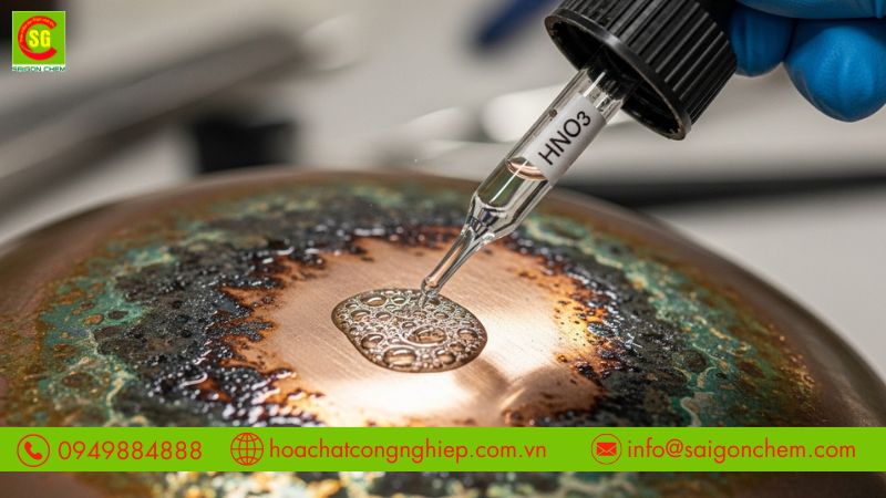 Axit nitric l&agrave;m sạch bề mặt kim loại v&agrave; loại bỏ oxit