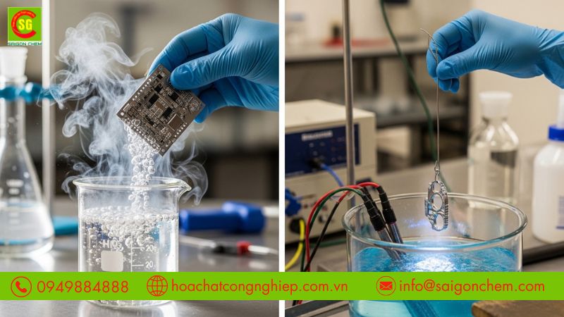 Axit nitric xử l&yacute; bề mặt gi&uacute;p lớp mạ b&aacute;m tốt